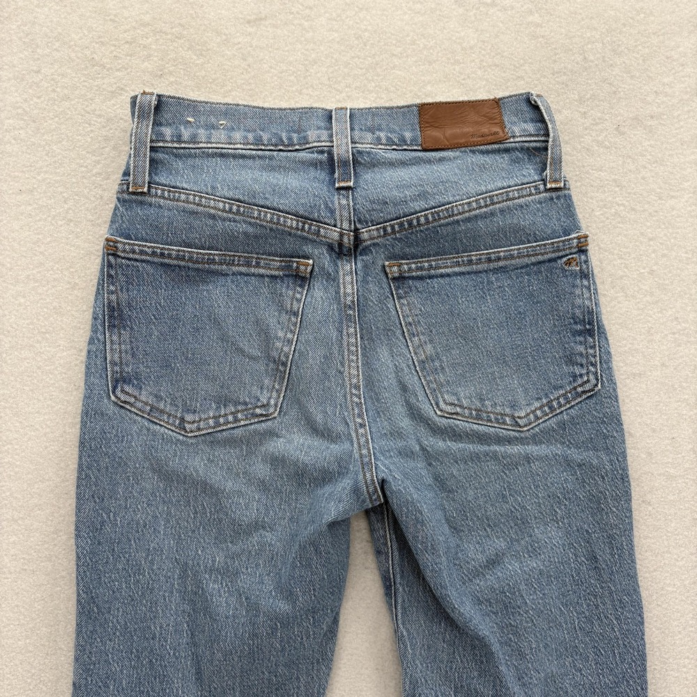 Madewell Perfect Vintage Straight Jeans Womens 23 High Rise Blue Raw Hem Crop - Picture 11 of 13